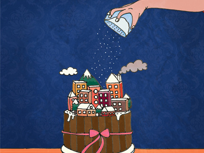 Not snow, powdered sugar! city cold cute doodle floral lovely snow sugar town vintage winter