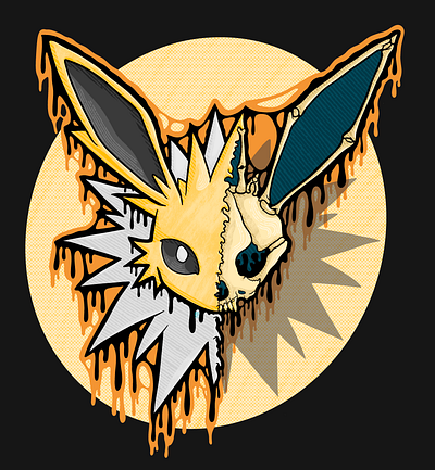 Drippy Jolteon Skull drawing drippy eevee fan art flareon jolteon pokemon scary skeleton skull vaporeon