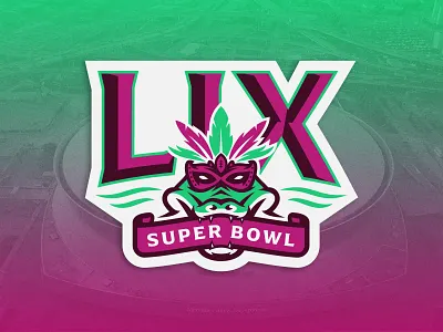 SB LIX | Self-Initiated Concept alligator badge design badge logo bold branding clean football illustration logo logo designer mardi gras mask mascot new orleans sports sports branding sports logo super bowl super bowl logo