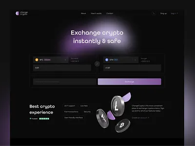 Crypto Exchange 3d branding btc crypto design eth exchange ltr site ui ux