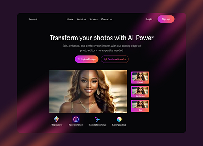 Lumen AI photo editor ai branding ui uidesign website