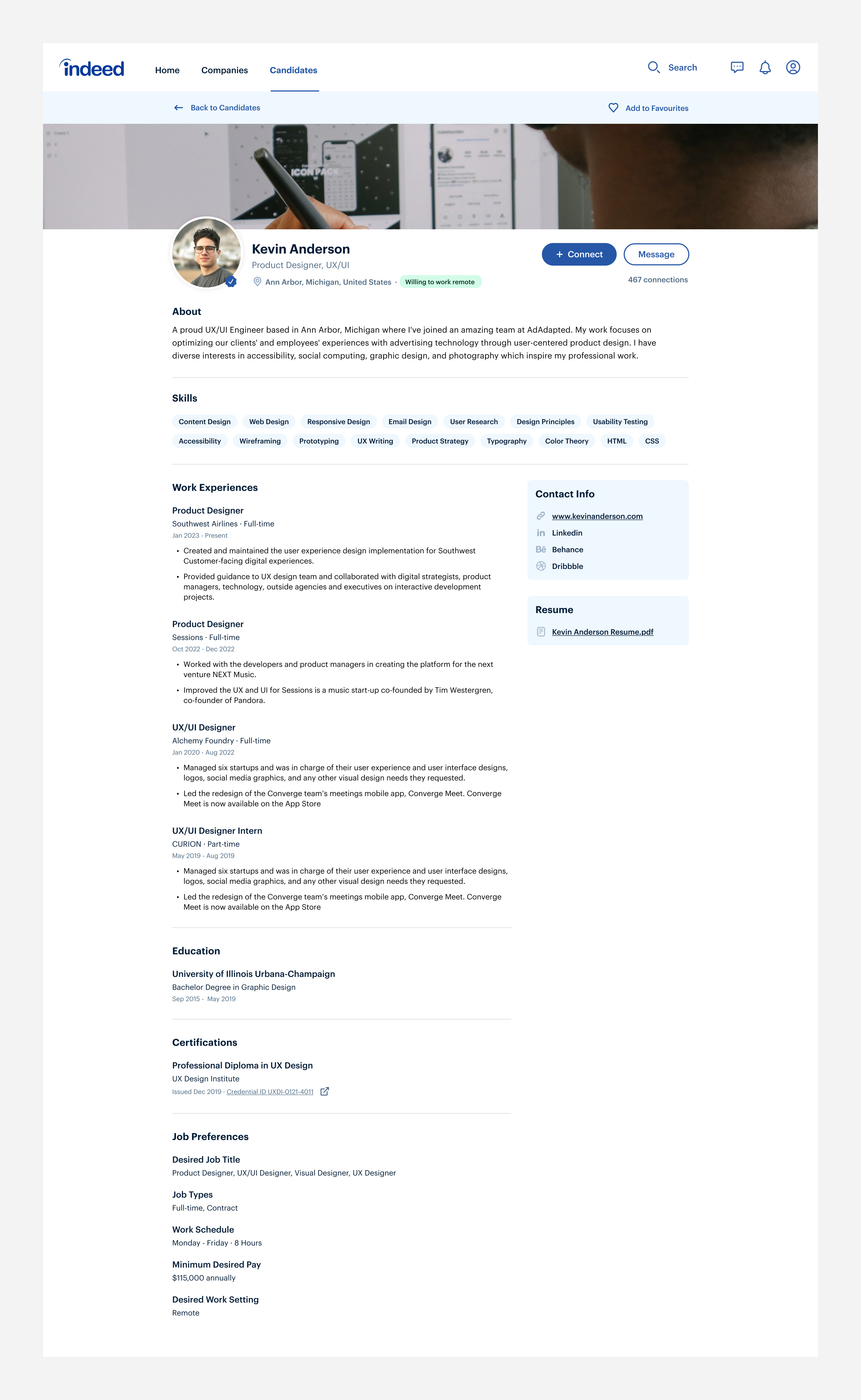 Profilo Page Design For Hiring Platform design hiring service ui ui design ux design website