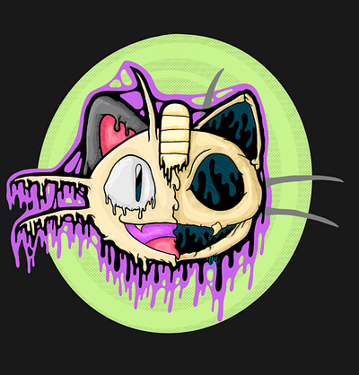 Drippy Meowth Skull drip drippy fan art gothic halloween horror meowth persian pokemon scary skeleton skull spooky team rocket