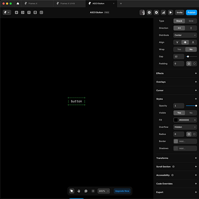 Shaking ASCII Button in Framer ascii ascii button button design system design ui kit figma framer interface shaking ui ui elements ui kit ux