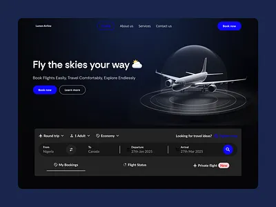 Airline website header branding design graphic design typography ui uidesign