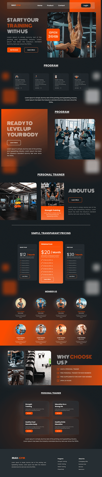 GYm HomePage branding design ui