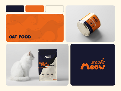 Cat food MealsMeow branding logo packaging design