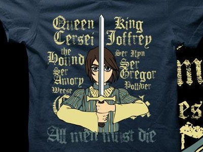 Arya tshirt arya font got qwertee tshirt