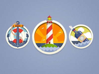 Sea Set anchor bottle design flat icon icons illustration lighthouse minimal sea set simple