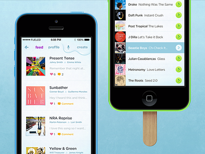 Songsicle 5c app ios ios 7 iphone presentation psd ui ux