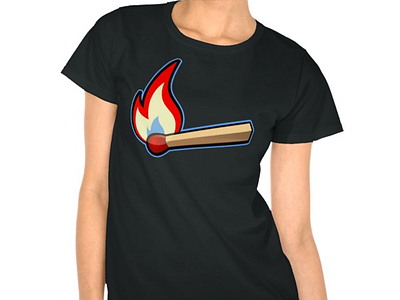 Match T-Shirt flames illustration match shirt