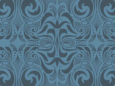 Pattern blue duotone flourish leaf leaves modern pattern two color unused victorian wallpaper