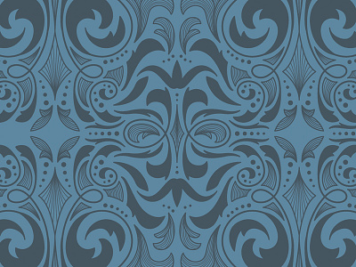 Pattern blue duotone flourish leaf leaves modern pattern two color unused victorian wallpaper