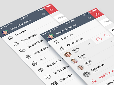 Menu iOS 7 app bills ios ios 7 iphone left menu roommates to do lists
