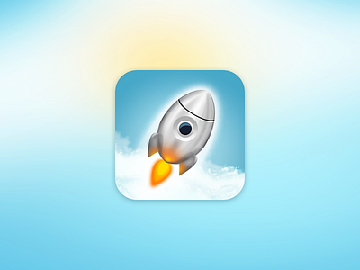 Rocket concept 2 3d cloud clouds flames icon icons ios7 rocket sky space