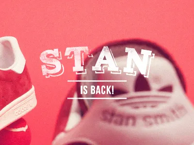 Stan is back adidas fashion photography red schuh shoes stan smith typography
