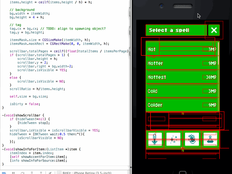 Menu Tests Debug bitkit ios menu pixel rpg