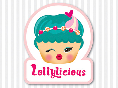 Lollylicious logo branding cupcake cute identity illustration kawaii logo sweet