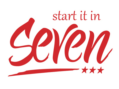 Start it in 7 dc lettering logo