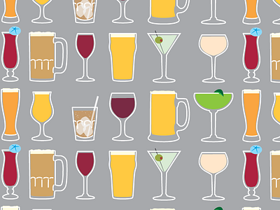 Various alcoholic beverages beer drinks icons illustrations illustrator mixed drinks pattern wine