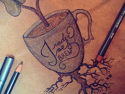 Trader Joes Sketch drawing fine art pen pencil plant roots sketch trader joes tree type typography