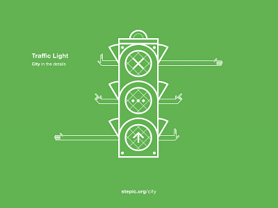 City in the details: Traffic light city details green hand light line art traffic