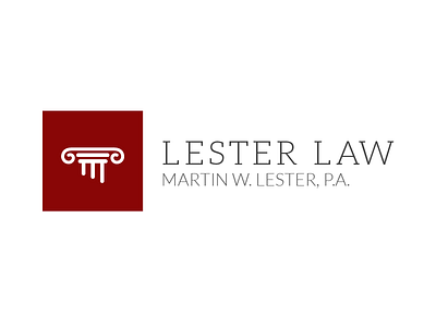 Lester Law Logo branding law firm logo pillar red