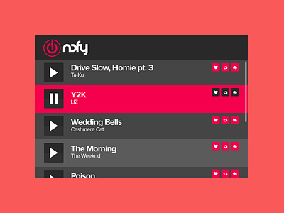 NDFY Player v1.0 flat music player ui web design