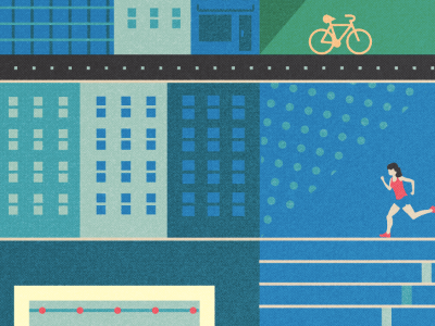 Being active biking buildings patterns sports
