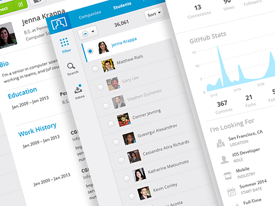 Student Search Exploration avatar card graph icons member card profile search stats ui design ux design web web design