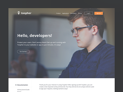 Developer Portal WIP api interface landingpage layout photography website