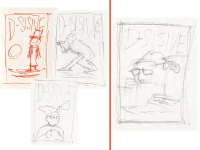 Four Thumbnails d sisive poster sketches thumbnails