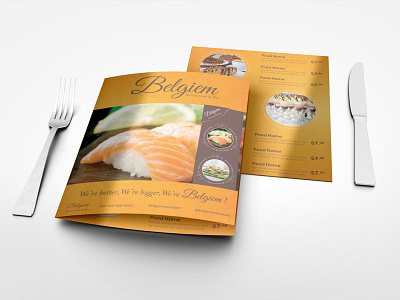 Half Fold Menu Mock-up 14x8.5 inches 14x8.5 bifold brochure design fold half menu mock up mockup restaurant template