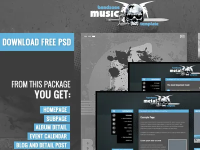Free Bandzone PSD's files download free freebie psd template theme wordpress
