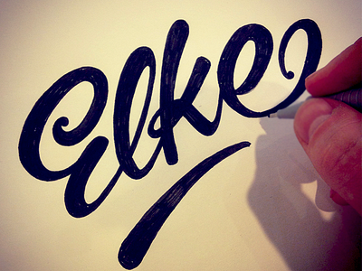 Elke agency custom elke flow lettering logo sketch type