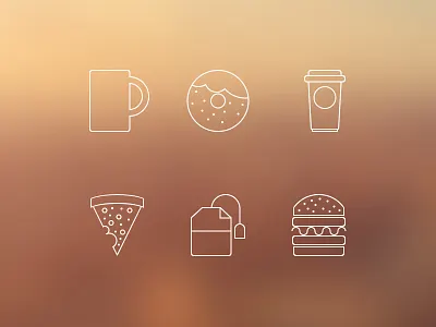 Food Icons coffee design doughnut flat food hamburger icon icons illustration pizza shape tea