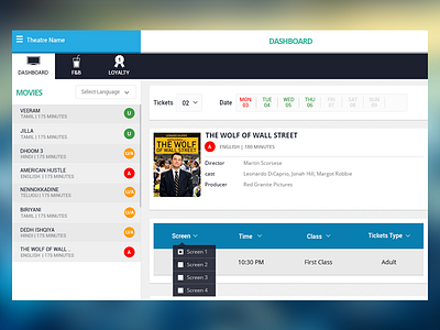 Dashboard Booking Movie clean dashboard flat movie theatre ticket