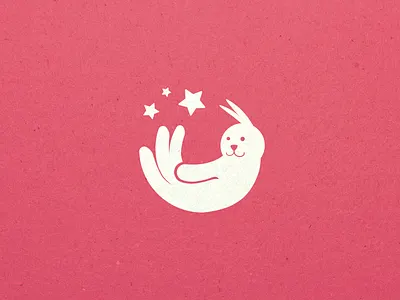 Nursery Branding branding children creme hand ident logo nursery pink rabbit stars textured white
