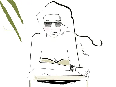 Officially Summer digital coloring freehand illustration line drawing photoshop summer