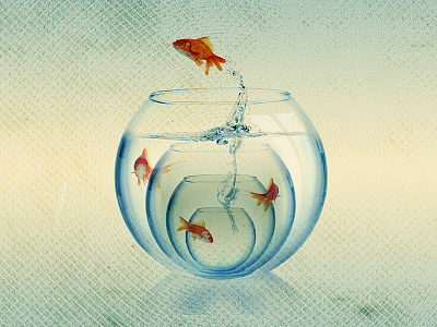 Goldfish Bowl beige blue bowl droste goldfish surreal