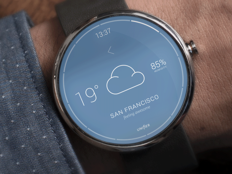 Droid Smartwatch Weather app 360 android app concept exercise flat icons motorola smart watch wear weather