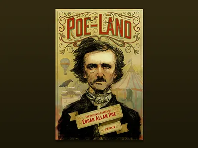 Poe-Land Cover book book cover drawing edgar allan poe illustration painting pencil poe type typography