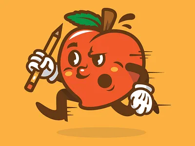 Fuzz the Peach creative illustration peach pencil running south
