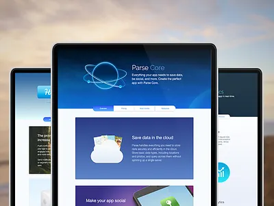 Parse Product Pages cloud developers facebook icon landing nucleus pages parse planet product