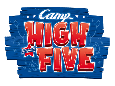 Camp High Five Logo camping logo design wood