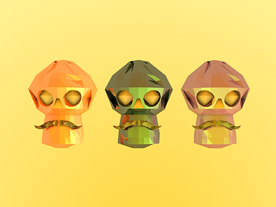 trés skull bros 3d c4d low poly skull