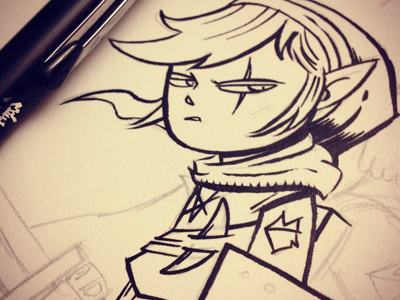 Work in Progress - Link illustration legend of zelda nintendo pen and ink