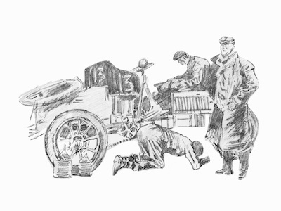 1950s Pitstop art drawing sketches