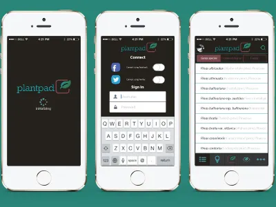 Plant Pad App interface ios7 iphone plants