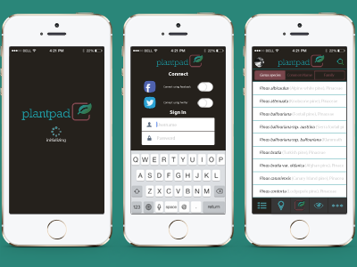 Plant Pad App interface ios7 iphone plants